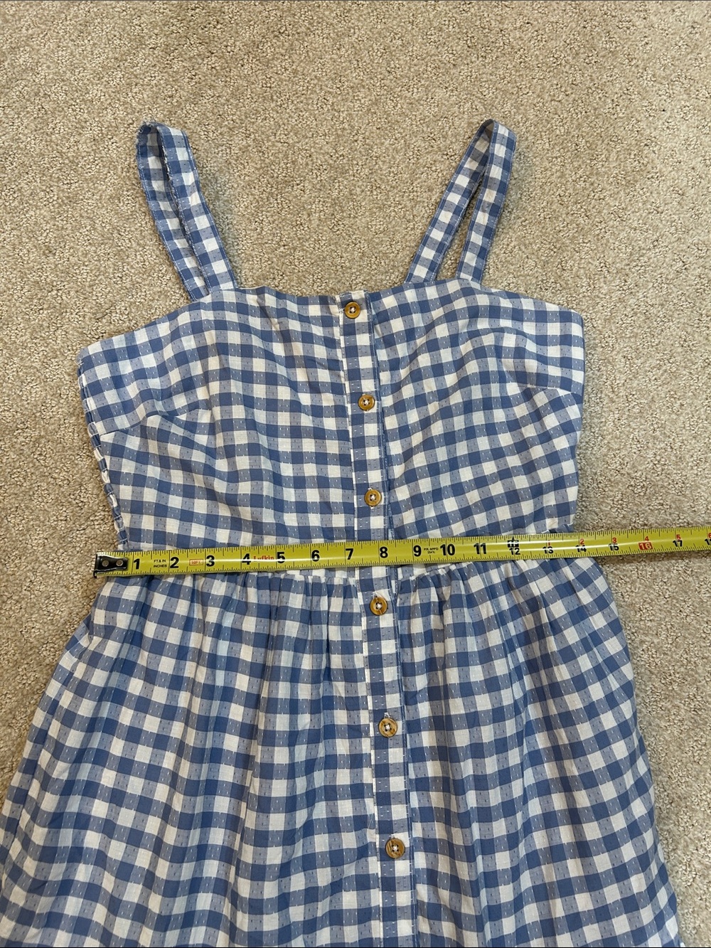 Shabby Chic Blue Gingham Button-Front Sundress Size 2 - Picture 12 of 13